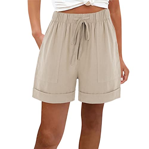 HAOLEI Kurze Hose Damen Leicht Blitzangebote Shorts Mode Lässige Lockere Einfarbige Hose Mit Elastischem Bund Und Taschen Kurz Hosen Elegant Bermuda Shorts Bequem Wanderhose von HAOLEI