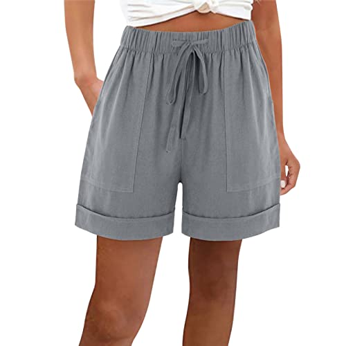Kurze Hose Damen Leicht Blitzangebote Shorts Mode Lässige Lockere Einfarbige Hose Mit Elastischem Bund Und Taschen Kurz Hosen Elegant Bermuda Shorts Bequem Wanderhose von HAOLEI