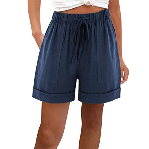 Kurze Hose Damen Leicht Blitzangebote Shorts Mode Lässige Lockere Einfarbige Hose Mit Elastischem Bund Und Taschen Kurz Hosen Elegant Bermuda Shorts Bequem Wanderhose von HAOLEI