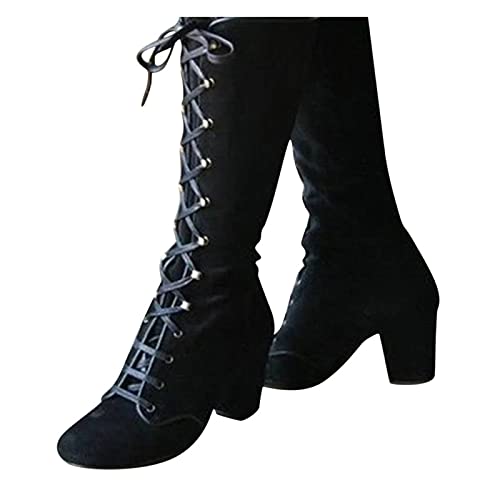 HAOLEI Overknee Stiefel Damen Mit Absatz Fransen Langschaftstiefel Damen Flach Schneestiefel Westernstiefel Wasserdicht Klassisch Cowboystiefel Wasserdicht Bikerstiefel Winterschuhe Reitstiefel von HAOLEI