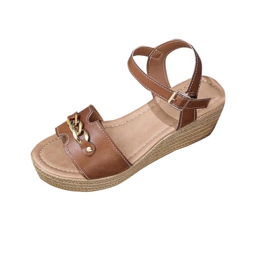 HAOLEI Sandalen Damen Elegant Günstig Hausschuhe Für Grip Und Halt Hochhackige Mit Offenem Zehenbereich Keilabsatz Schnalle Pantoletten Orthopädie Badeschuhe Schlappen Robuste Badelatschen Wasserfest von HAOLEI