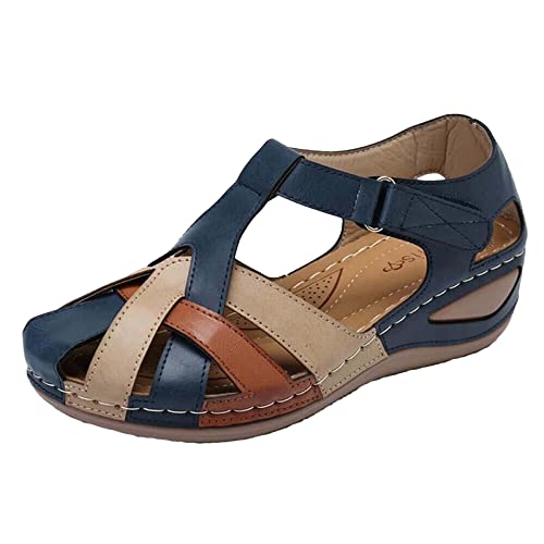 HAOLEI Sandalen Damen Elegante Schöne Leichte Weiche Sohle Plus Größe Kreuz Schnalle Runde Zehe Steigung Ferse Komfort Sale Angebote Sandaletten Leichte Bequeme Sommer Pantolettens Lässige Klassische von HAOLEI