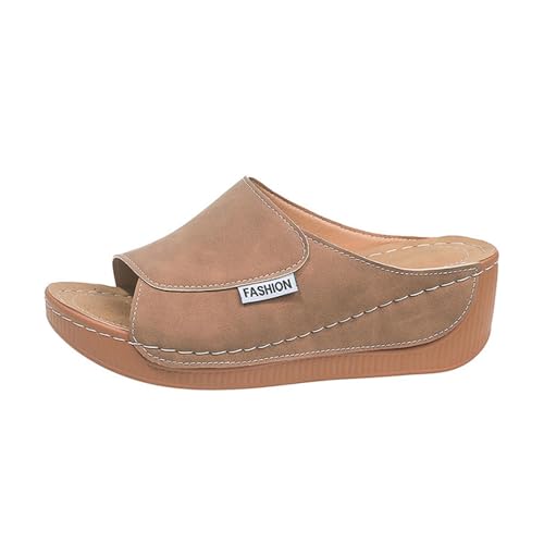 HAOLEI Sandalen Damen Leicht Robuste Befristetes Angebot Hausschuhe Wasserfest Rutschfest Sommermode Keilabsatz Plateau Hausschuhe Pantoletten Elegant Bequeme Badeschuhe Schlappen Badelatschen von HAOLEI