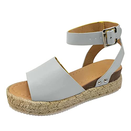 HAOLEI Sandalen Damen Plateau Strandsandalen Frauen Riemchensandale Open Toe Schuhe Sandaletten mit Klettschuh Espadrilles Casual Keilsandalen Römersandalen Sommerschuhe Outdoorschuhe von HAOLEI