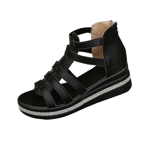 Sandalen Damen Wasserfest Rutschfest Sonderangebot Hausschuhe Elegant Keilsandalen Mit Dicker Sohle Im Römischen Stil Badelatschen Für Grip Und Halt Pantoletten Orthopädie Badeschuhe Schlappen von HAOLEI