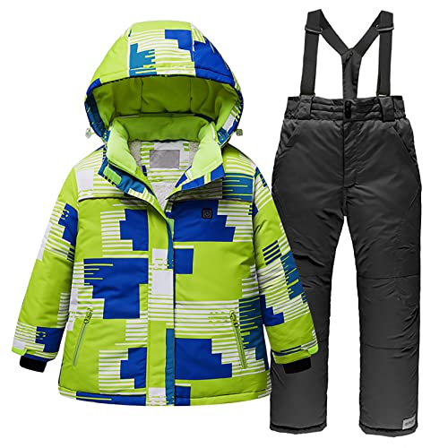 HAOLEI Schneeanzug für Jungen Skianzug 2 Teilig Set Fleece gefüttert Skioverall Unisex Winddichter Schneesicheres Für Winter Outdoor Sportarten von HAOLEI