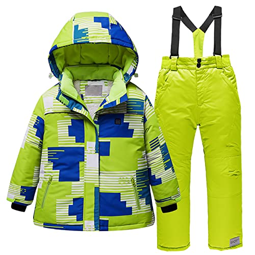 HAOLEI Skijacke Skianzug Mädchen Kinder Schneeanzug Daunenjacke mit Kaputze + Skihose 2tlg Bekleidungsset Winteranzug für 1-5 Jahre von HAOLEI