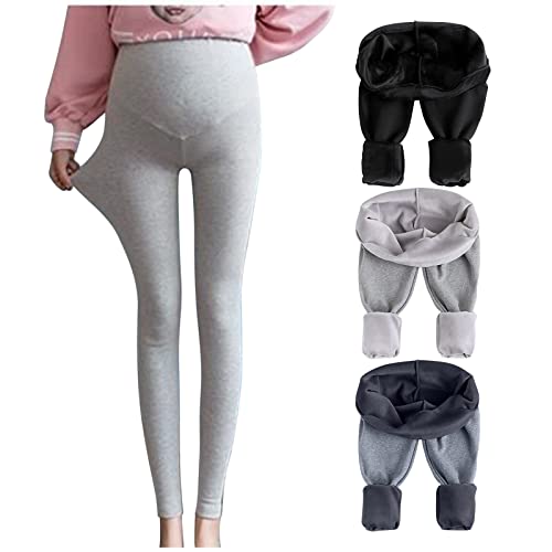 HAOLEI Umstandsleggings Thermo Fleece innen Hose lang Baumwolle Umstand Leggings Fleece Gefüttert Warme Fleece-Strumpfhosen von HAOLEI