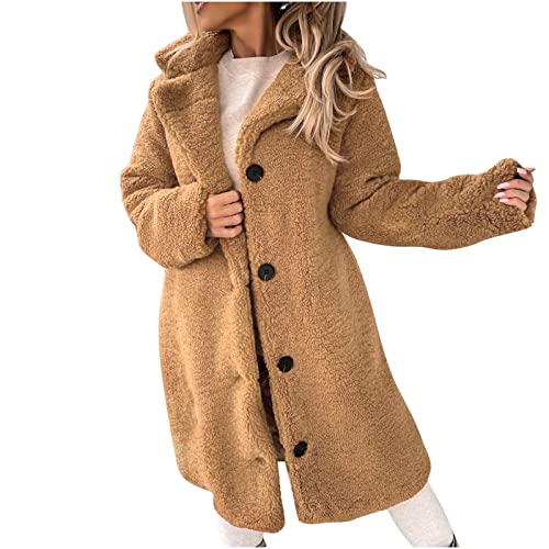HAOLEI Winterjacke Damen Wollmantel Trenchcoat Langer Herbst Winter Mantel Trenchcoat Warm Windjacke Slim Langer Jacken Overcoat Oberbekleidung Mode Einfarbig Revers Damenmantel von HAOLEI
