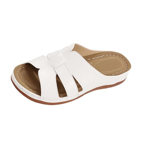 Hausschuhe Damen Elegant Bequeme Outlet Shop Angebote Sandalen Für Grip Und Halt Outdoor Mit Hohlem Fischmaul Keilabsatz Pantoletten Orthopädie Badeschuhe Schlappen Leicht Robuste Badelatschen von HAOLEI