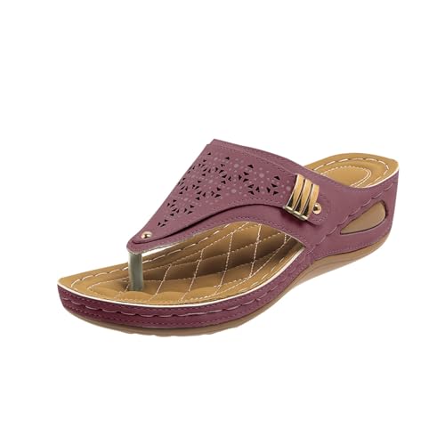 Hausschuhe Damen Elegant Bequeme Outlet Shop Angebote Sandalen Für Grip Und Halt Sommer Flip Flops Mit Keilabsatz Pantoletten Mit Orthopädie Badeschuhe Schlappen Leicht Robuste Badelatschen Rutschfest von HAOLEI
