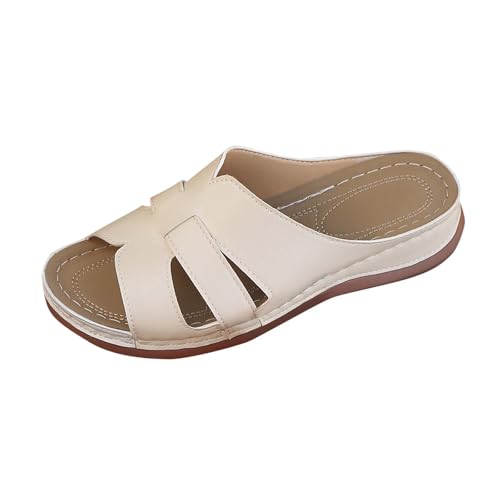 Hausschuhe Damen Elegant Bequeme Sale Sandalen Für Grip Und Halt Outdoor Mit Hohlem Fischmaul Keilabsatz Pantoletten Orthopädie Badeschuhe Schlappen Leicht Robuste Badelatschen Wasserfest Rutschfest von HAOLEI