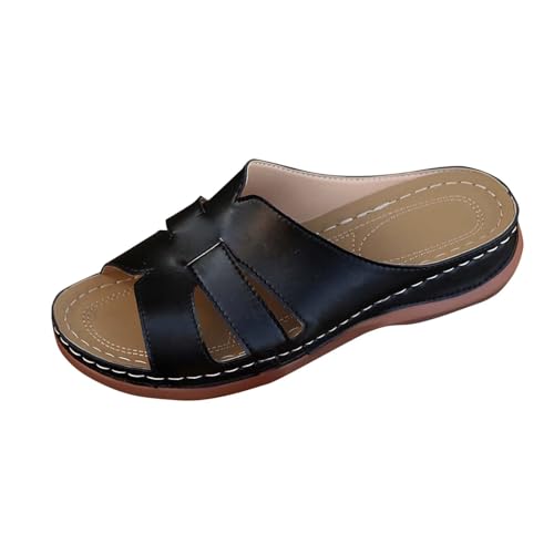 Hausschuhe Damen Elegant Bequeme Sale Sandalen Für Grip Und Halt Outdoor Mit Hohlem Fischmaul Keilabsatz Pantoletten Orthopädie Badeschuhe Schlappen Leicht Robuste Badelatschen Wasserfest Rutschfest von HAOLEI