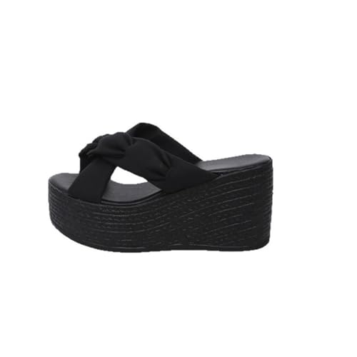 Hausschuhe Damen Leicht Robuste Sale Sandalen Wasserfest Rutschfest Plateau Slipper Mit Schleife Keilabsatz Und Dicker Sohle Pantoletten Elegant Bequeme Badeschuhe Schlappen Für Grip Halt Badelatschen von HAOLEI