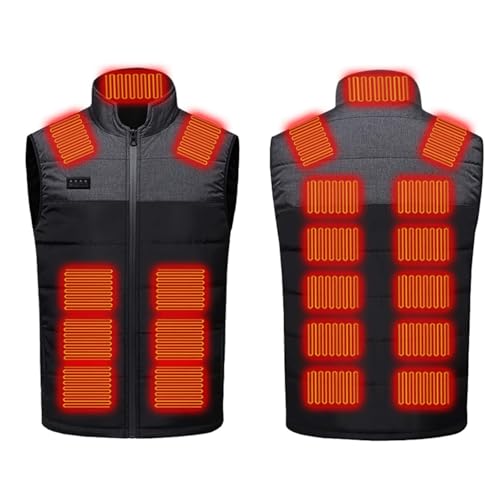 Heizweste Herren Beheizbare Weste mit Heizung USB Elektrische Unisex Beheizte Warme Winterjacke Wärmeweste Outdoorjacke Winter zwei Zonen 11 und drei Temperatureinstellungen Oberbekleidung von HAOLEI