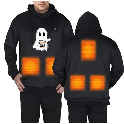 Herren Beheizbare Hoodie Warme, Beheizte Unisex Kapuzenpullover Outdoor, Sale Heizpullover USB Elektrische Winter Smart Heating Mode Kapuzen Sweatshirt Fünf Zonen Heizoberteil Elektro Heizbekleidung von HAOLEI