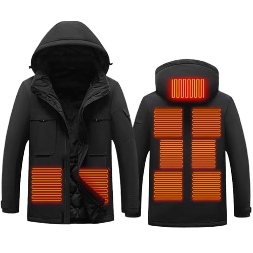 Herren Beheizbare Jacke Mit Wärmefunktion Wasserdichte Unisex Beheizte Baumwolljacke Elektrische Heizung Plus Samtjacke Winter Smart Heizjacke Winterjacke Dual Control 9 Zonen Warme Beheizte Jacke von HAOLEI