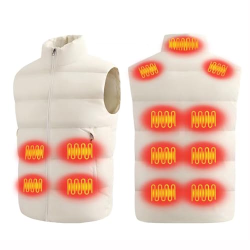 Herren Beheizbare Weste Leichte Aus Baumwolle, Daunen Heizweste 13 Zonen Beheizte Weste Mit Doppelter Steuerung, Unisex Elektrische Heizweste Weiße Entendaunen Steppweste Heated Vest Intelligente von HAOLEI