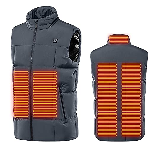 Herren Beheizbare Weste USB Elektrische, Heizweste Warme Dicke, Steppweste Mit Wärmefunktion, 9 Zonen Thermoweste Dual Control Elektrische Heizung Warme Weste Jacke Heated Vest Leichte Aus Baumwolle von HAOLEI