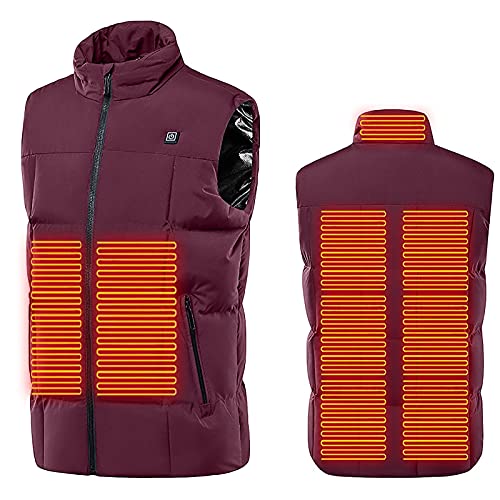 Herren Beheizbare Weste USB Elektrische, Heizweste Warme Dicke, Steppweste Mit Wärmefunktion, 9 Zonen Thermoweste Dual Control Elektrische Heizung Warme Weste Jacke Heated Vest Leichte Aus Baumwolle von HAOLEI