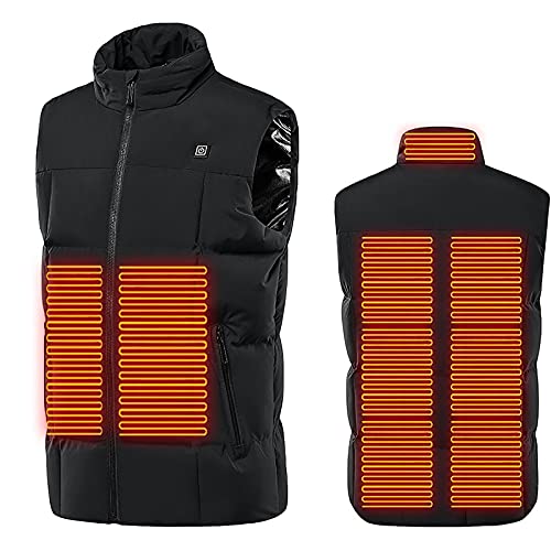 Herren Beheizbare Weste USB Elektrische, Heizweste Warme Dicke, Steppweste Mit Wärmefunktion, 9 Zonen Thermoweste Dual Control Elektrische Heizung Warme Weste Jacke Heated Vest Leichte Aus Baumwolle von HAOLEI