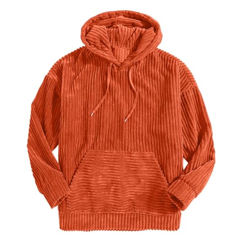 Herren Hoodie Cord Feste Farbe Mit Kapuze Tasche Sweatshirt Loose Pullover Top, Langarmshirt Warm Und Bequem Kapuzenpullover Lässige Modische Oberteile Klassisch Aus Hochwertiger von HAOLEI