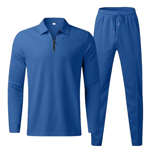 Herren Jogginganzug 2-Teilig Sportanzug Hausanzug Sale Angebote Freizeitanzug Lässiger Langarmhemd-Reißverschluss-Einfarbiger Reversanzug Tracksuit Loungewear Trainingsanzug von HAOLEI