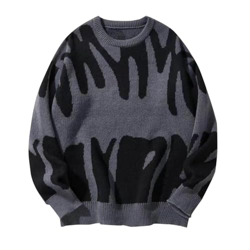 Herren Pullover Mit Rundhalsausschnitt, Sale Sweatshirt Einfarbig Retro Stil, Langarmshirt Locker Modisch, Sweatshirt Oberteile Weich Und Bequem, Strickpullover Top Klassisch Aus Hochwertiger von HAOLEI