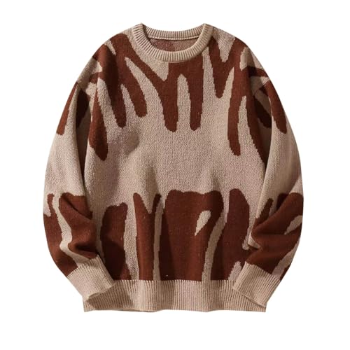 Herren Pullover Mit Rundhalsausschnitt, Sale Sweatshirt Einfarbig Retro Stil, Langarmshirt Locker Modisch, Sweatshirt Oberteile Weich Und Bequem, Strickpullover Top Klassisch Aus Hochwertiger von HAOLEI