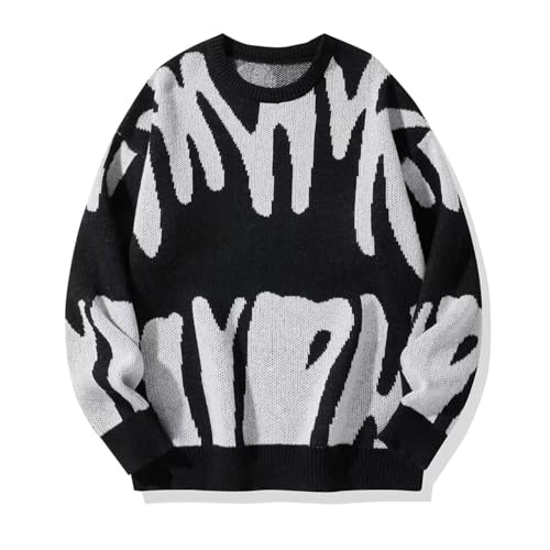 Herren Pullover Mit Rundhalsausschnitt Sweatshirt Einfarbig Retro Stil Langarmshirt Locker Modisch Sweatshirt Oberteile Weich Bequem Strickpullover Top Klassisch Aus Hochwertiger von HAOLEI