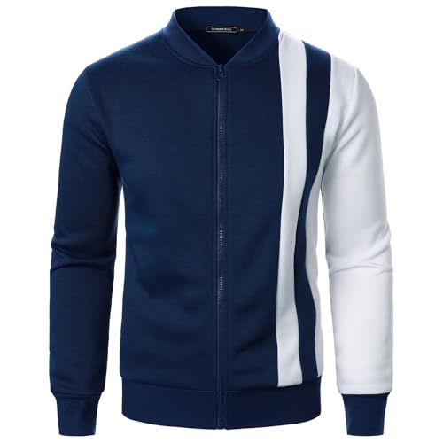 Herren Sweatjacke Mit Reißverschluss Und Stehkragen Strickjacke Langärmelig Ohne Kapuze Freizeitjacke, Sweatshirt Lässige Modische Sportjacke Leicht Bequem, Cardigan Klassisch Aus Hochwertiger von HAOLEI