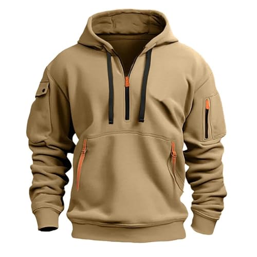Herren Sweatshirt Hoodie Zip Multi-Pocket Pullover Sport Casual Jacke, Kapuzenpullover Weich Und Bequem, Langarmshirt Klassisch Aus Hochwertiger, Hoodie Lässige Modische, Sweatjacke Slim Fit von HAOLEI