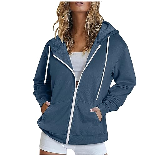 Kapuzenjacke Damen Herbst Sweatjacke Oberteile Günstig Sportjacke Elegant Langärmelte, Strickjacke Farbe Farbe Cardigan Mit Zipper Sweatshirtjacke Mit Kapuze von HAOLEI