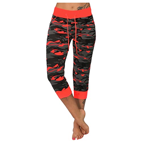 Kurze Leggings Damen Leicht Und Luftig, Yoga Camouflage Print Nähte, Kordelzug Modische Lässige Hose Mit Dreiviertel Beinen, Hotpants Leicht Und Luftig, Sonderangebot Shorts Damen Sommer Weich Bequem von HAOLEI