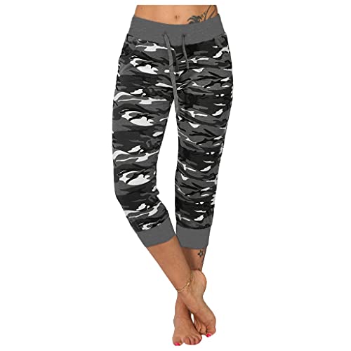 Kurze Leggings Damen Leicht Und Luftig, Yoga Camouflage Print Nähte, Kordelzug Modische Lässige Hose Mit Dreiviertel Beinen, Hotpants Leicht Und Luftig, Sonderangebot Shorts Damen Sommer Weich Bequem von HAOLEI