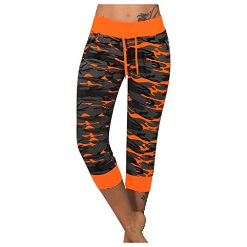 Kurze Leggings Damen Leicht Und Luftig, Yoga Camouflage Print Nähte, Kordelzug Modische Lässige Hose Mit Dreiviertel Beinen, Hotpants Leicht Und Luftig, Sonderangebot Shorts Damen Sommer Weich Bequem von HAOLEI