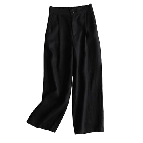 Leinenhose Damen Leicht Luftig Sommer Angebote Des Tages Heute Stoffhose Weite Verkürzte Hose Aus Baumwolle Und Leinen Mit Elastischem Bund Sommerhose Musselin Hose Elegante Schicke Jogginghose von HAOLEI