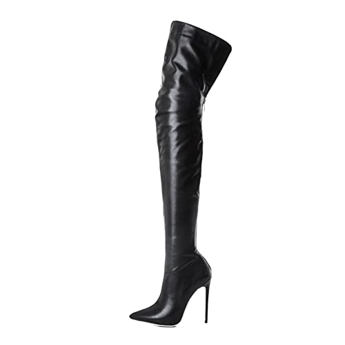 Overknee Stiefel Damen Sexy Stretch Hohe Stiefel mit Blockabsatz Flandell Sockenstiefel Winterstiefel Frauen High Heels Lang Boots Elegante Schuhe Bequem Winter ​Warme Damenschuhe Langschaftstiefel von HAOLEI