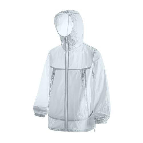 Regenjacke Damen Wasserdichte Leichte Outdoorjacke Atmungsaktive Jacke Mit Sonnenschutz Multifunktionale Tasche Sportjacke Mit Langen Ärmeln Und Kapuze Freizeitjacke Funktionsjacke von HAOLEI