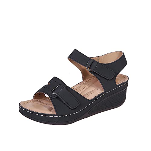 Sandalen Damen Für Grip Und Halt Günstig Hausschuhe Mit Orthopädie Große Plateausandalen Magischer Schnalle Badelatschen Leicht Robuste Pantoletten Wasserfest Rutschfest Badeschuhe Schlappen Elegant von HAOLEI