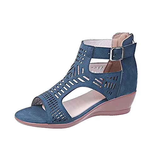 Sandalen Damen High Heel Keilsandaletten, Trekkingsandalen Elegante Und Schicke Sommer Neue, Sandaletten Lässige Modische, Keilsandalen Leichte Bequeme, Römersandalen Rutschfeste Und Langlebige von HAOLEI