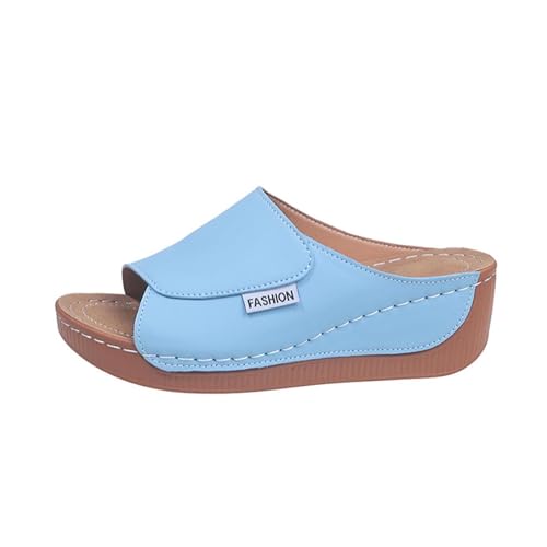 Sandalen Damen Leicht Robuste Hausschuhe Wasserfest Rutschfest Sommermode Keilabsatz Plateau Hausschuhe Pantoletten Elegant Bequeme Badeschuhe Schlappen Für Grip Und Halt Badelatschen Mit Orthopädie von HAOLEI