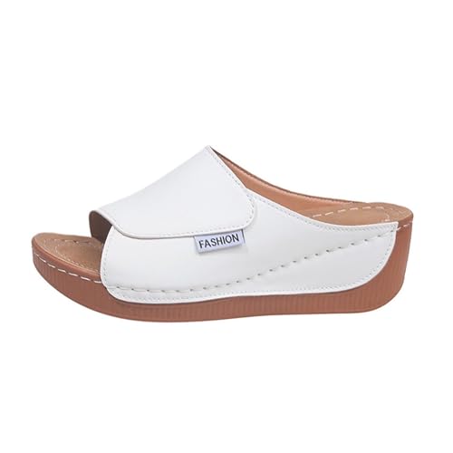 Sandalen Damen Leicht Robuste Hausschuhe Wasserfest Rutschfest Sommermode Keilabsatz Plateau Hausschuhe Pantoletten Elegant Bequeme Badeschuhe Schlappen Für Grip Und Halt Badelatschen Mit Orthopädie von HAOLEI
