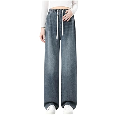 Umstandshosen Bequem Jeans für Schwangerschaft High Waist Jean Stretch Bauch Maternity Jean Umstandsmode für Frühjahr/Herbst Jeans mit Kordelzug Passform und weitem Bein Lange Hose in Übergröße von HAOLEI