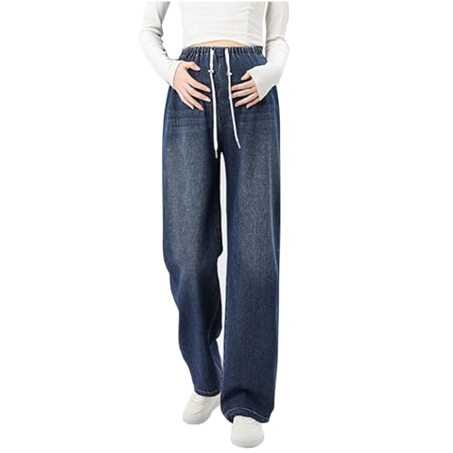 Umstandshosen Bequem Jeans für Schwangerschaft High Waist Jean Stretch Bauch Maternity Jean Umstandsmode für Frühjahr/Herbst Jeans mit Kordelzug Passform und weitem Bein Lange Hose in Übergröße von HAOLEI