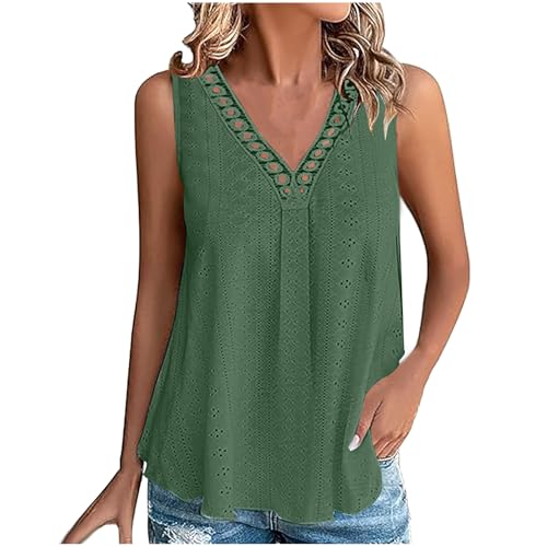 Unterhemden Damen Neues Court Lock V-Ausschnitt Tank Top Tanktop Kühl Atmungsaktiv Trägershirt Weich Bequem Oberteil Lässige Mode Träger Top Elegant Schick von HAOLEI