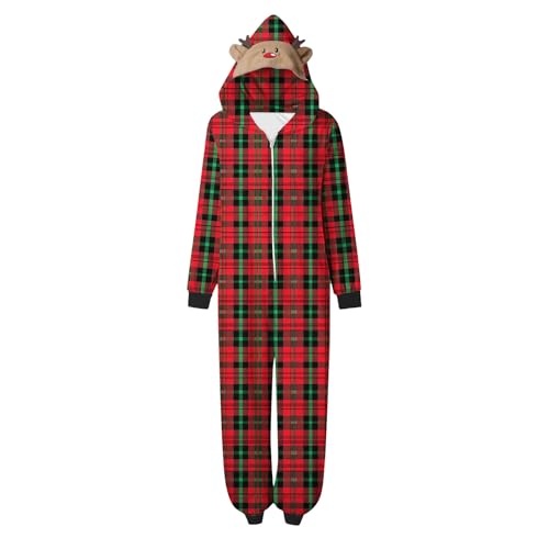 Weihnachten Pyjama Set mit Kapuze Bodysuit Familie Set Passender Weihnachtspyjama Paare Familien Schlafanzug Christmas Nachtwäsche Lang Outfit Winter Damen Herren Kinder Sale Hausanzug von HAOLEI