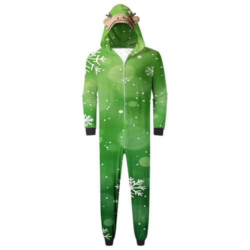 Weihnachten Pyjama Set mit Kapuze Einteiler Familie Set Jumpsuit Passender Weihnachtspyjama Paare Familien Schlafanzug Sale Christmas Nachtwäsche Lang Outfit Winter Damen Herren Kinder Hausanzug von HAOLEI