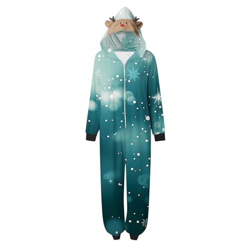 Weihnachten Pyjama Set mit Kapuze Einteiler Familie Set Jumpsuit Passender Weihnachtspyjama Paare Familien Schlafanzug Sale Christmas Nachtwäsche Lang Outfit Winter Damen Herren Kinder Hausanzug von HAOLEI