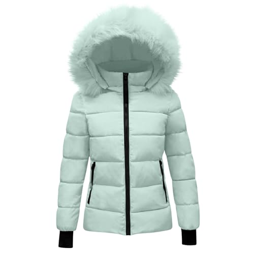 Winterjacke Damen Elegant Schick, Sale Steppjacke Leicht Und Warme, Wintermantel Flauschig Federleichte, Daunenjacke Aus Einfarbiger Baumwolle Mit Kapuze Und Warmer Tasche Für Herbst Und Winter von HAOLEI